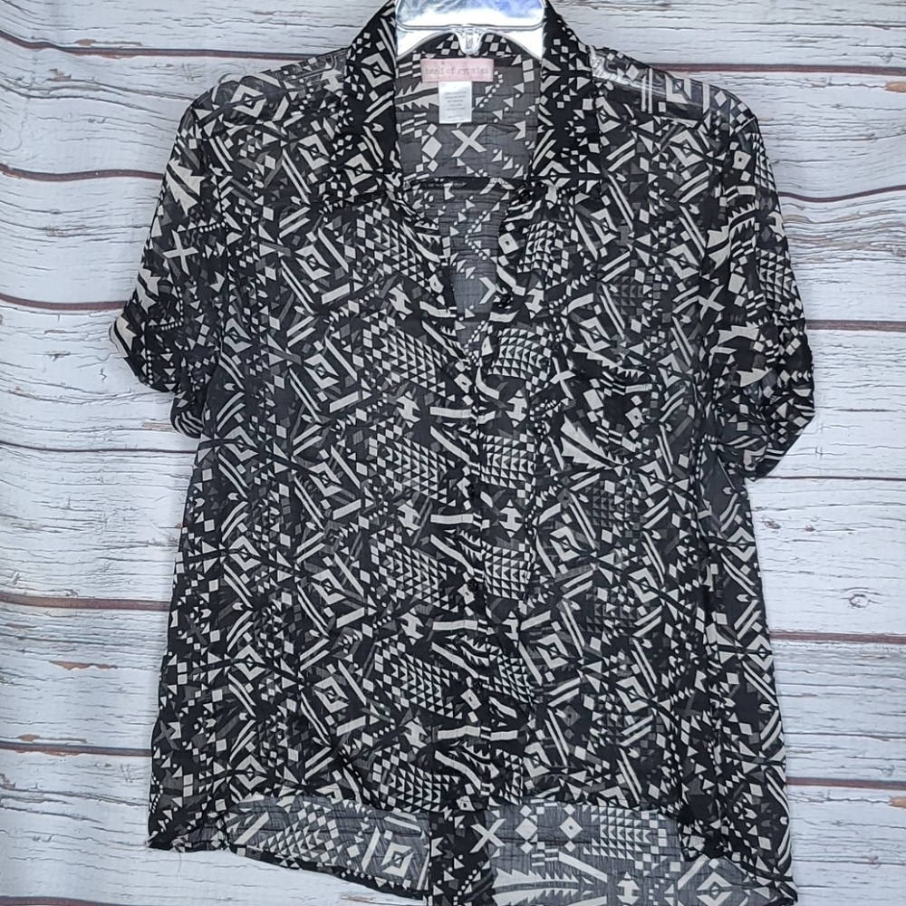 Band of Gypsies sheer boho bohemian button down Lg